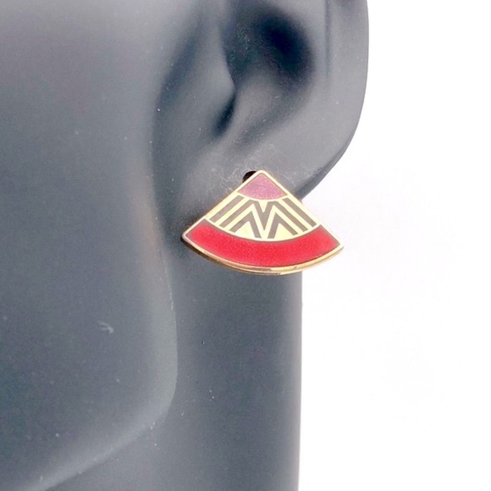 Vintage Laurel Burch Cloisonne Fan Earrings
